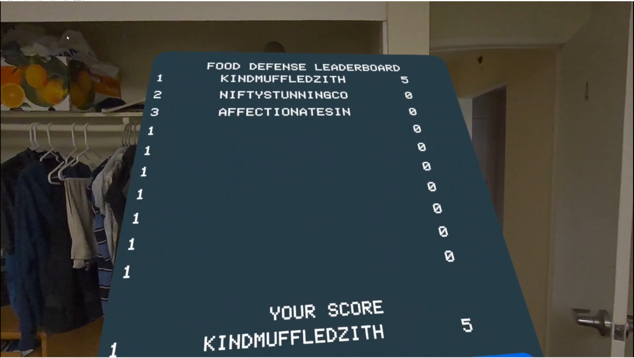Alpha leaderboard integration in mixed-reality UI.